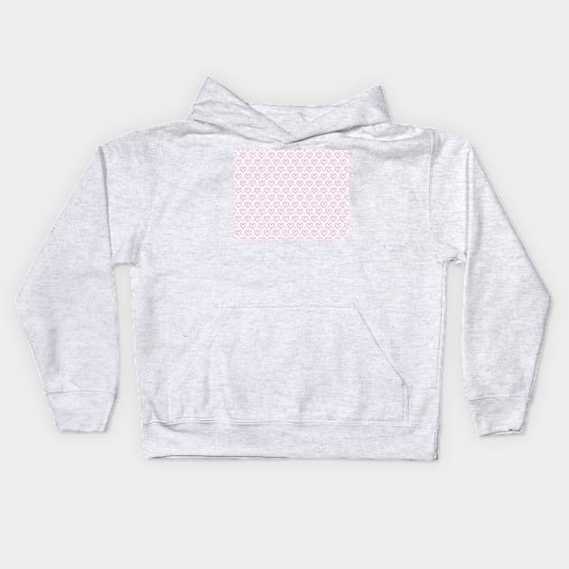 Pattern of pink and light gray heart shapes big and small objects Kids Hoodie by Degiab